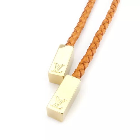 LOUIS VUITTON belt braided leather ?~ gold metal fittings Authentic USED T17850 - Picture 2 of 6